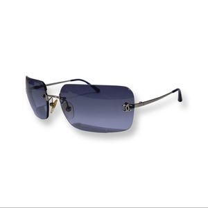 Chanel 4017 CC Mark Navy Blue Rimless Sunglasses
